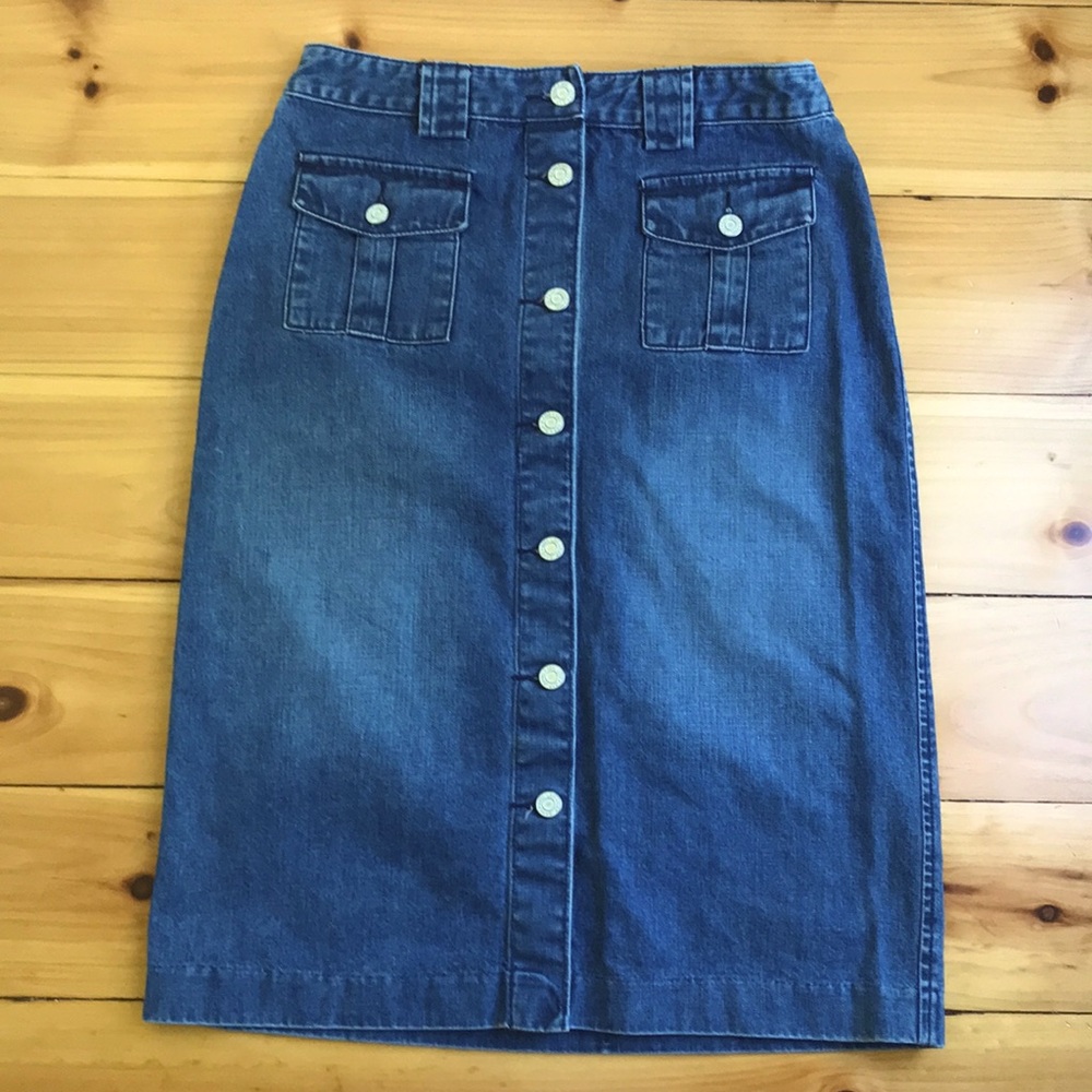 Vintage GAP Button Front Denim Pencil Skirt